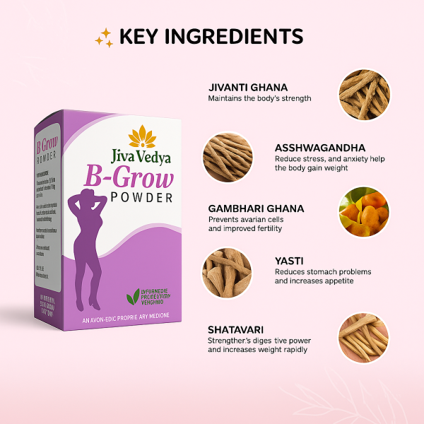 B Grow Powder- Ayurvedic Weight Gain Powder For Female - Image 2